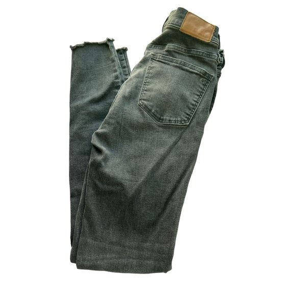 Madewell Black Jeans 9" High Rise Skinny Destroyed Holes Raw Hem Sz 26 Tall - Picture 3 of 5